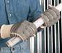 String Knit Gloves, Cotton / Polyester, Natural / Brown, 7 ga, PVC, Large