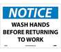 NMC N43PB Adhesive-Backed Vinyl Sign "Notice Wash Hands", 14"x10"