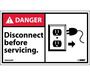 Danger Disconnect Before Servicing Sign, Vinyl