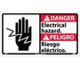 NMC DBA12P Vinyl "Danger Electrical Hazard" Sign, Bilingual