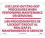 Use Lock-Out/Tag-Out Procedures Sign, Bilingual, Plastic