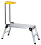 Vestil Aluminum Folding Step Platform with Tray 15 In. x 35 In. 250 Lb. Capacity Silver