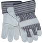 Leather Palm Gloves, Cowhide, Split, Leather, Wing, Gray / White / Brown, Large