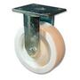 Rigid Plate Caster, 700 lbs, 4 in, 5-5/8 in, Solid Urethane with Delrin Bearing, 3 x 2-5/8 in, 3-5/8 x 3 in, White, 2 in, Double Row Ball, 4 x 4-1/2 in, 3/8 in, 1/2 in, Stainless Steel, USDA Approved, Non Magnetic, Medium Heavy-Duty
