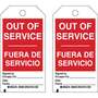 Brady 86524 Lockout Tag, Out of Service, Bilingual, 10/PK