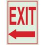 Exit Sign Left Arrow Self-Adhesive 7 x 10 Brady 80219 Glow In The Dark