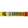Pipe and Wire Markers, English, AMMONIA HG, Vinyl, Adhesive Backed