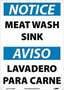 NMC CU81216-6008 Bilingual "Meat Wash Sink" Rigid Plastic Sign, 10x14