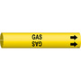 Snap-On, Pipe and Wire Markers, English, GAS, Plastic Sheet, Adhesive Backed, Black on Yellow