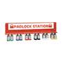 Padlock Station, White on Red