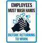 NMC CU-176574 Aluminum Sign "Employees Must Wash Hands", 14" x 10"