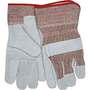 Leather Palm Gloves, Cowhide, Industrial Grade|Split Standard Shoulder, Leather, Wing, Gray / Red / Gray / Brown, Large