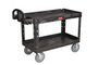 Rubbermaid Utility Cart FG454600 Two Lipped Shelves Black 750lb Cap