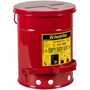 Justrite 09100 Steel Hands-Free Self-Closing Oily Waste Can, 6 gal