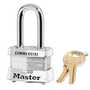 Master-Lock Keyed Different Laminated Steel White Padlock, 1-1/2 Shackle
