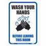 NMC WH1RB Rigid Plastic Sign "WASH YOUR HANDS" 10" x 14"