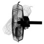 Wall Mount Fan, Steel, 18 in, 3, 120 V, 2660 in (Low)|2970 in (Medium)|3190 in (High)