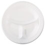 Dart® 10CPWQR Quiet Class Laminated Foam Dinnerware, 3-Compartment Plate, 10.25" dia, White, 125/Pack, 4 Packs/Carton