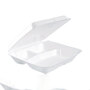Dart® 80HT3R Foam Hinged Lid Containers, 3-Compartment, 7.5 x 8 x 2.3, White, 200/Carton