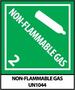 Chemical Labels, English, NON - FLAMMABLE GAS 2 NON - FLAMMABLE GAS UN1044, Paper, Adhesive Backed, Green on White