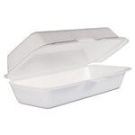 Dart® 72HT1 Foam Hinged Lid Container, Hot Dog Container, 3.8 x 7.1 x 2.3, White,125/Bag, 4 Bags/Carton