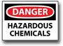 Hazardous Sign, English, DANGER - HAZARDOUS CHEMICALS, Rigid Plastic, Mounting Holes, Red / Black on White, 10 in, 14 in