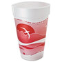 Dart® 16J16H Horizon Hot/Cold Foam Drinking Cups, 16 oz, White/Cranberry, 25/Bag, 40 Bags/Carton