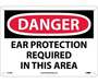 Danger Ear Protection Required In This Area Sign, Rigid Plastic