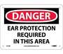 Danger Ear Protection Required In This Area Sign, Plastic