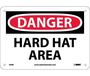 Danger Hard Hat Area Sign, Rigid Plastic