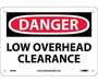 Danger Low Overhead Clearance Sign, Rigid Plastic