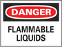 Safety Sign, DANGER FLAMMABLE LIQUIDS, 7" x 10", Plastic