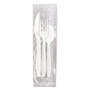 SOLO® RSW7Z Reliance Mediumweight Cutlery Kit, Knife/Fork/Spoon, White, 500 Kits/Carton