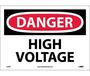 Safety Sign, DANGER HIGH VOLTAGE, 10" x 14", Adhesive Poly