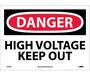 Safety Sign, DANGER HIGH VOLTAGE KEEP OUT, 10" x 14", Adhesive Poly