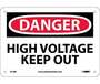Safety Sign, DANGER HIGH VOLTAGE KEEP OUT, 7" x 10", Plastic