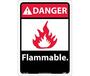 Danger Flammable Sign, Plastic