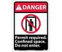 Danger Permit Required Confined Space Do Not Enter Sign, Plastic