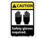 NMC CGA8P Caution Safety Gloves Required Sign 10" x 7" Adhesive Vinyl