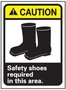 SIGN CAUTION SAFETY SHOES REQUIRED, WITH GRAPHIC RIGID PLASTIC 10"X7"