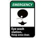 NMC EGA4R "Emergency Eye Wash Station" Rigid Plastic Sign, 10" x 7"