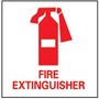 Fire Extinguisher Sign, English, FIRE EXTINGUISHER, Rigid Plastic, Mounting Holes, Red on White, 7 in, 7 in