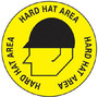 Protective Sign, English, HARD HAT AREA, Vinyl, Adhesive Backed, Black on Yellow