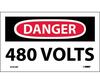 Danger 480 Volts Sign, Vinyl