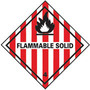 Hazardous Labels, English, FLAMMABLE SOLID, Vinyl, Adhesive Backed, Red / Black on White