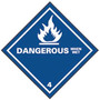 Dot and Shipping Labels, English, DANGEROUS WHEN WET, Vinyl, Adhesive Backed, White on Blue
