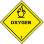 Dot and Shipping Labels, English, OXYGEN, Vinyl, Adhesive Backed, Black on Yellow