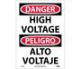 Danger High Voltage Sign, Bilingual, Vinyl