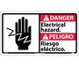 Danger Electrical Hazard Sign, Bilingual, Rigid Plastic