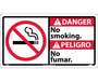 Danger No Smoking Sign, Bilingual, Rigid Plastic